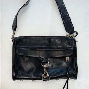 Rebecca Minkoff Black Leather Crossbody Bag with Studded Strap
